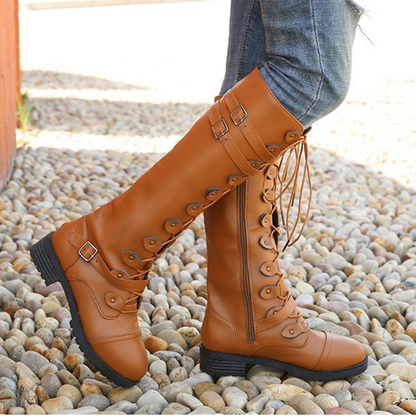 Funki Findz | Boots | Women's Knee High Steampunk Flat Boots