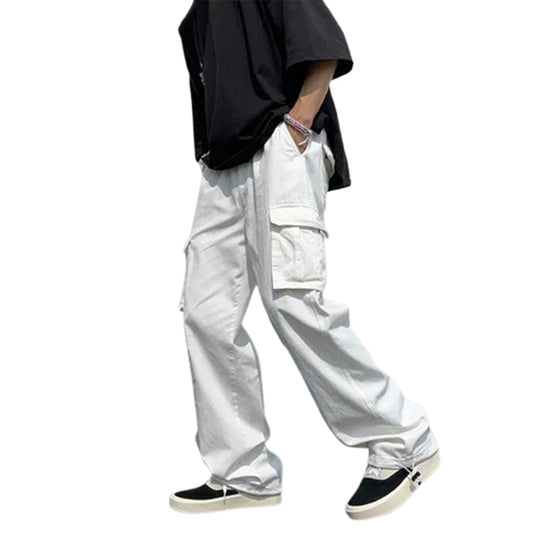 Funki Findz | Pants | Men's Loose Fit Long White Cargo Pants
