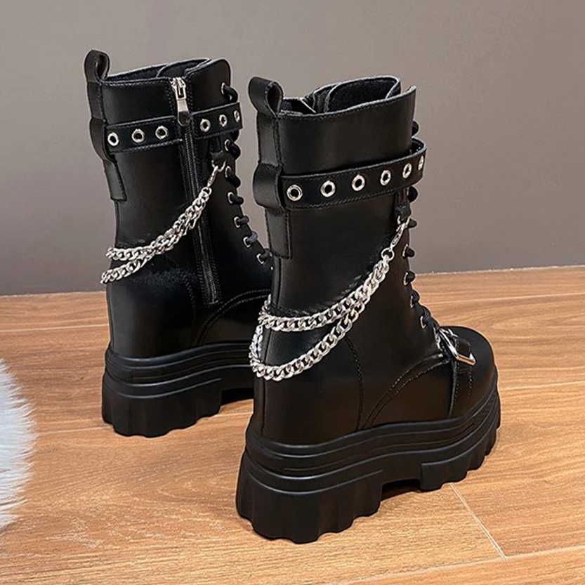 Funki Findz | Boots | Women's Gothic Round Toe Chunky Boots