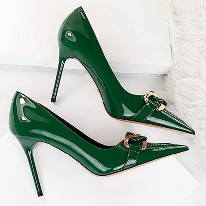 Funki Findz | Shoes | Women's Patent Metal Buckle Luxury Heels