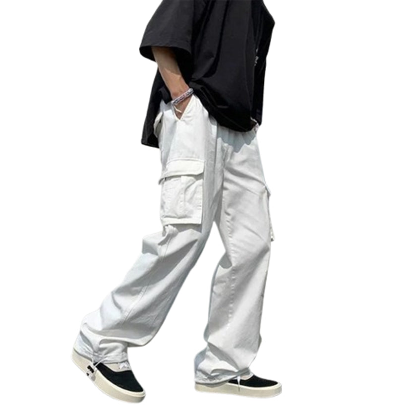 Funki Findz | Pants | Men's Loose Fit Long White Cargo Pants