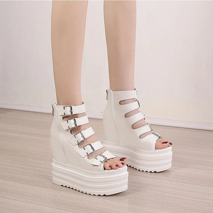 Funki Findz | Shoes | Women's Goth Buckle Strap Wedge Sandal