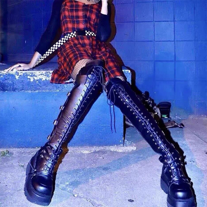 Funki Findz | Boots | Women's Gothic Over Knee Platform Boots