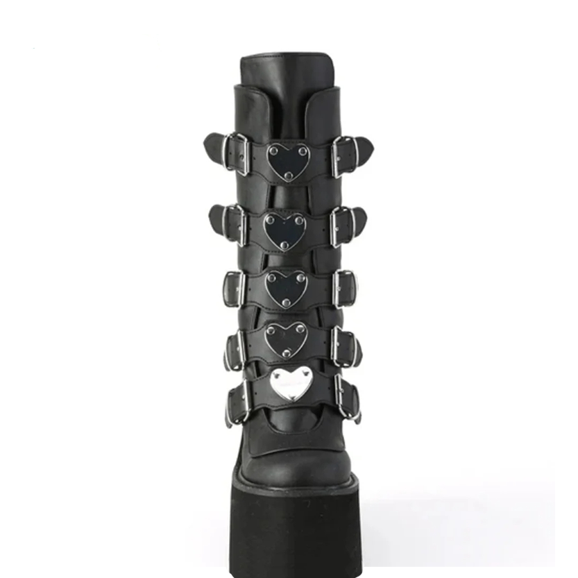 Funki Findz | Boots | Women's High Chunky Wedge Buckle Boots