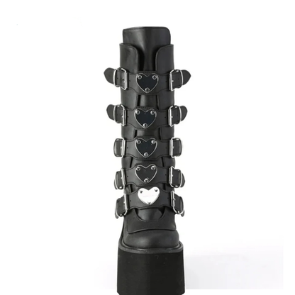 Funki Findz | Boots | Women's High Chunky Wedge Buckle Boots