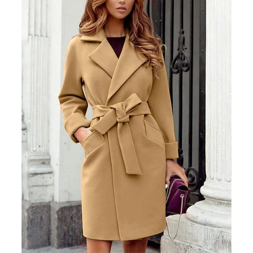 Funki Findz | Jackets | Women's Suit Collar Slim Fit Tie Belt Coat