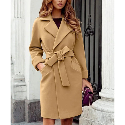 Funki Findz | Jackets | Women's Suit Collar Slim Fit Tie Belt Coat