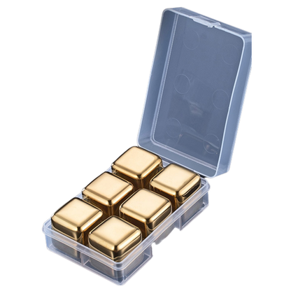 Funki Findz | Whisky Stones | Gold Stainless Steel Ice Cube Sets