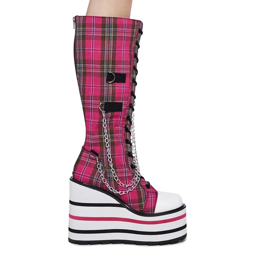 Funki Findz | Boots | Women's Platform Canvas Wedge Sneakers