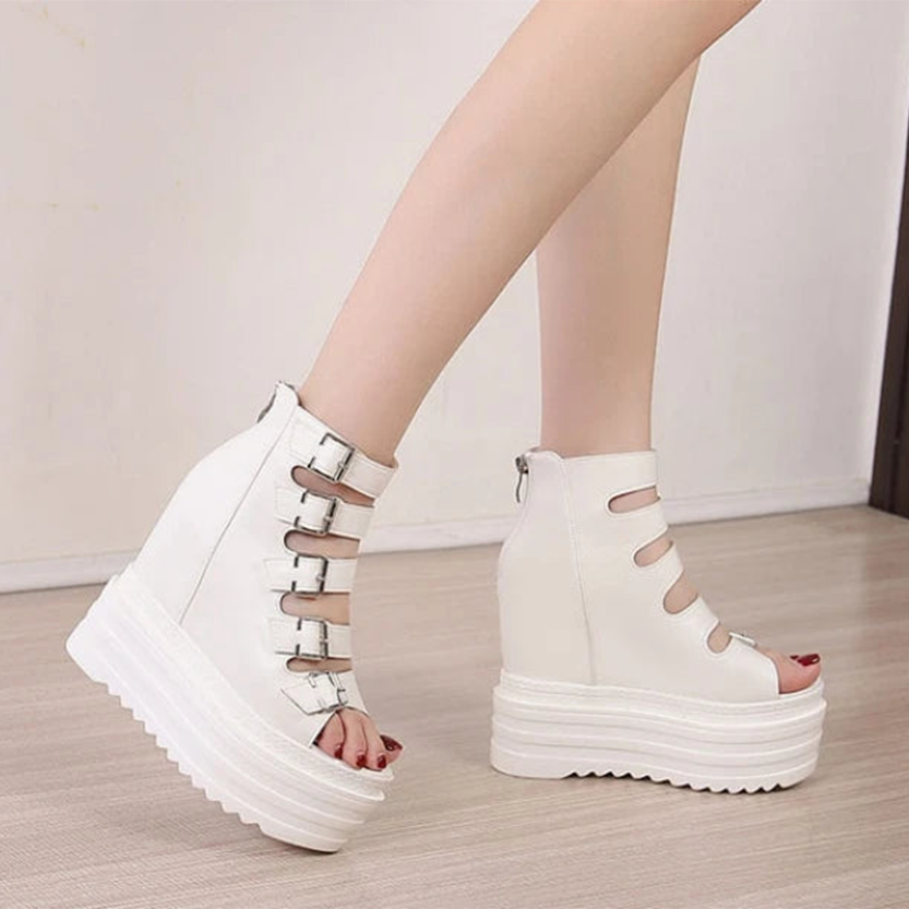 Funki Findz | Shoes | Women's Goth Buckle Strap Wedge Sandal