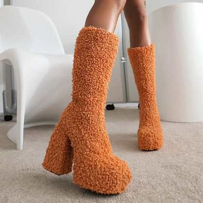 Funki Findz | Boots | Women's Knee-High Fuzzy Platform Boots