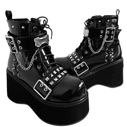 Funki Findz | Boots | Women's Gothic Platform Cosplay Wedges