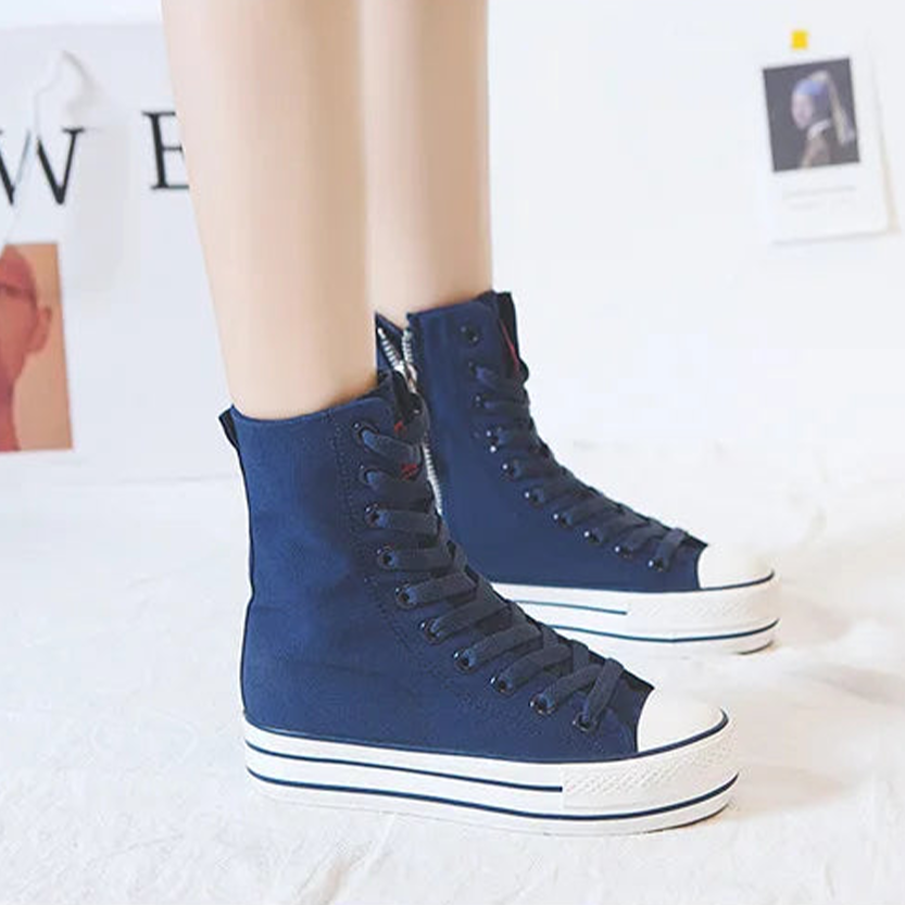 Funki Findz | Boots | Women's High-top Side Zip Canvas Sneaker