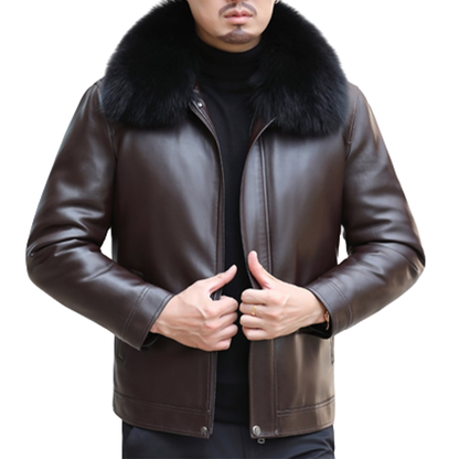 Funki Findz | Jackets | Men's Leather Fleece, Duck Down Jacket