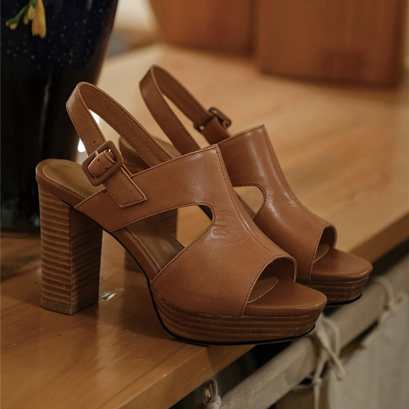 Funki Findz | Shoes | Women's Real Leather Block Heel Sandals