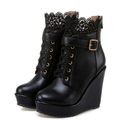 Funki Findz | Boots | Women's High Lace Top Wedge Ankle Boots