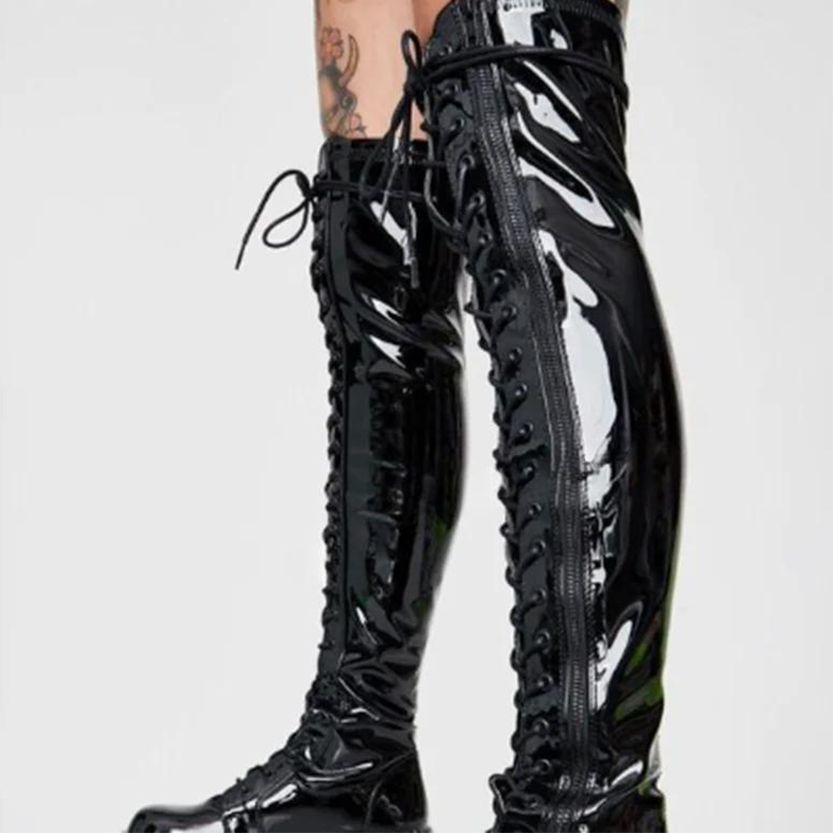 Funki Findz | Boots | Women's Over the Knee Patent Boots