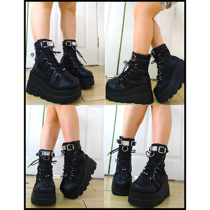 Funki Findz | Boots | Women's Punk High Platform Wedge Boots