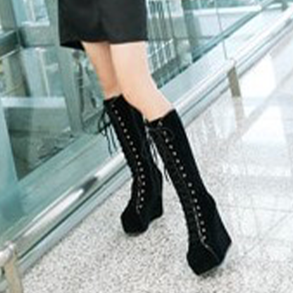 Funki Findz | Boots | Women's Pink Lace Up Suede Platform Boot