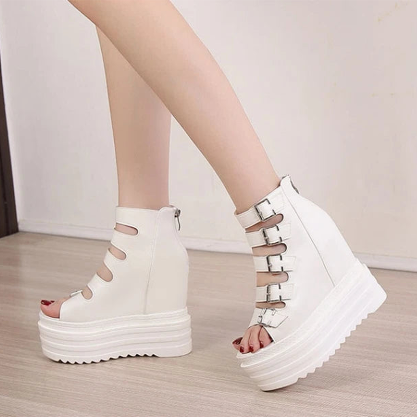 Funki Findz | Shoes | Women's Goth Buckle Strap Wedge Sandal