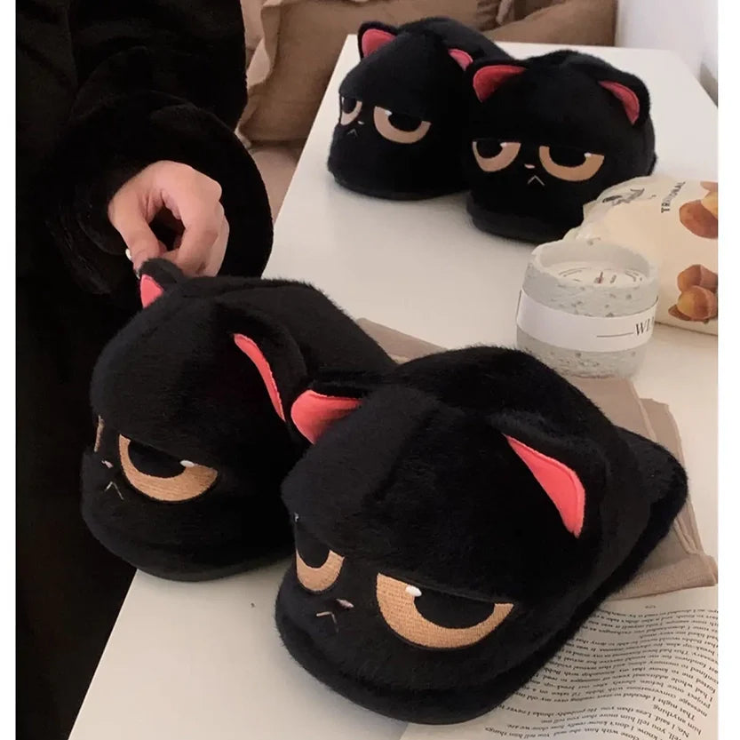 Funki Findz | Shoes | Women's Black Cat Winter Soft Slippers