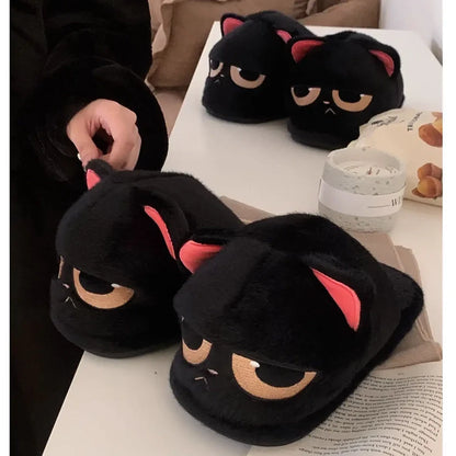 Funki Findz | Shoes | Women's Black Cat Winter Soft Slippers