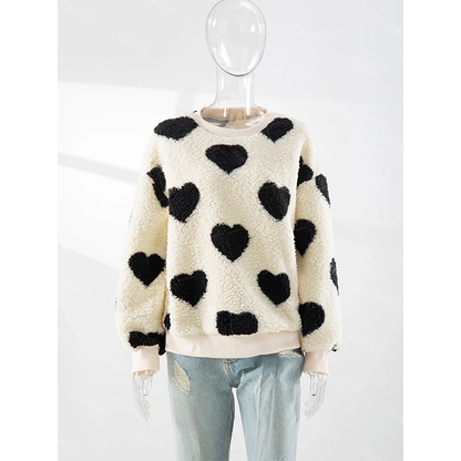 Funki Findz | Sweaters | Women's Fuzzy Heart Winter Sweatshirt
