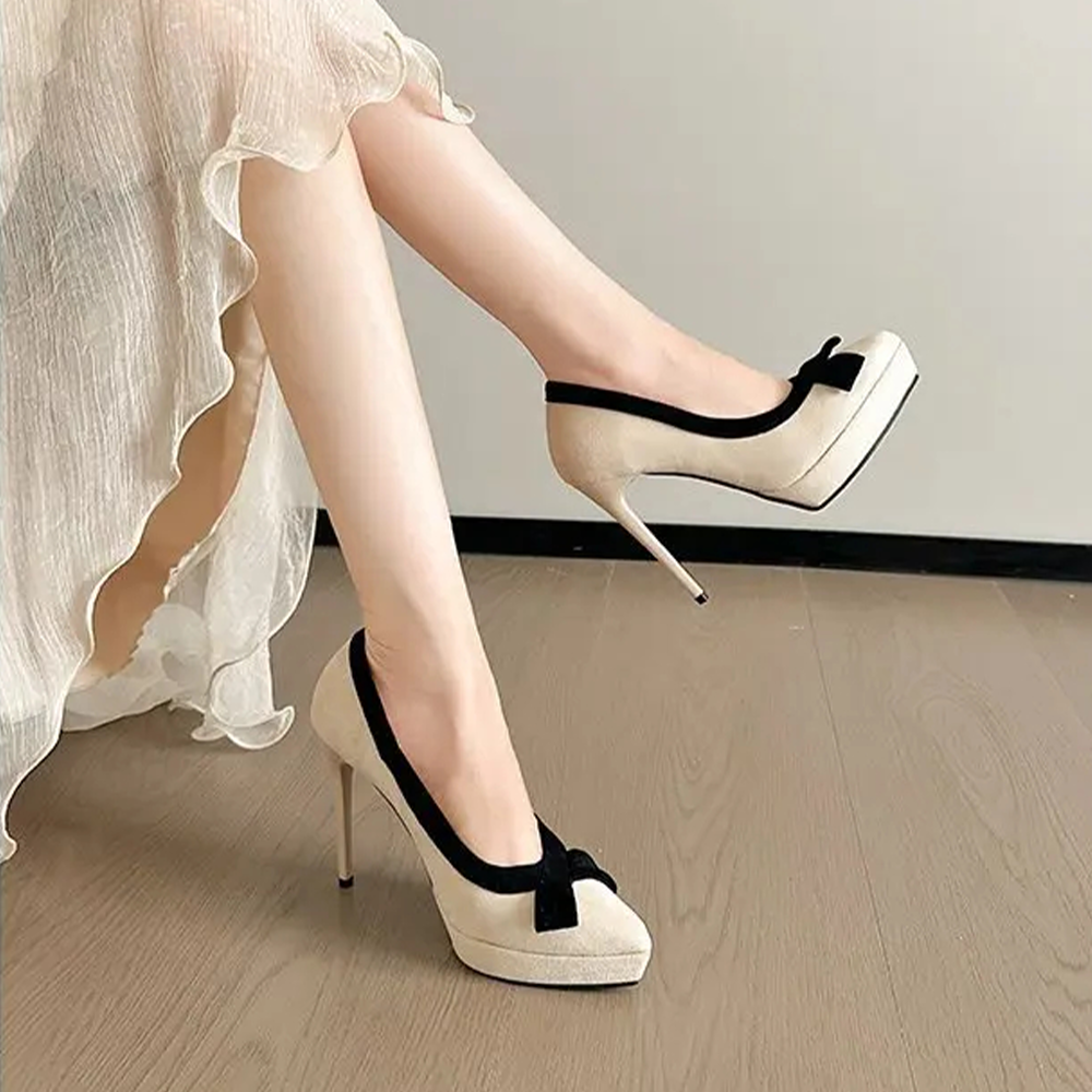 Funki Findz | Shoes | Women's Suede Bow Tie Platorm Heels
