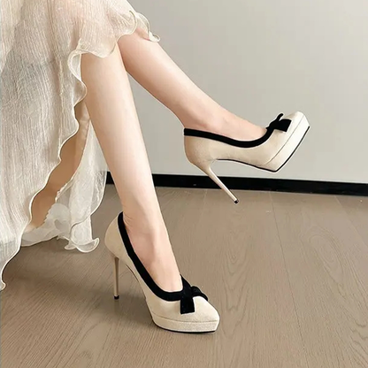 Funki Findz | Shoes | Women's Suede Bow Tie Platorm Heels