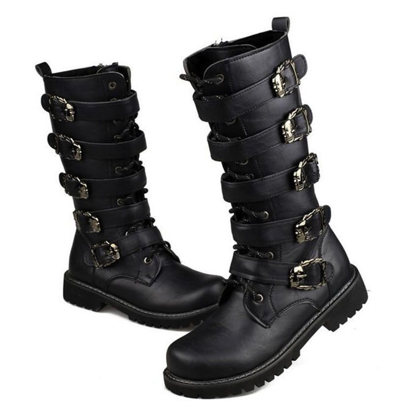 Funki Findz | Boots | Men's Buckle Strap Mid-Calf Gothic Boots