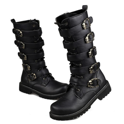 Funki Findz | Boots | Men's Buckle Strap Mid-Calf Gothic Boots