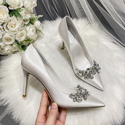 Funki Findz | Shoes | Women's Satin Crystal Wedding Pumps