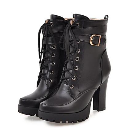 Funki Findz | Boots | Women's Block Heel Buckle Strap Ankle Boots