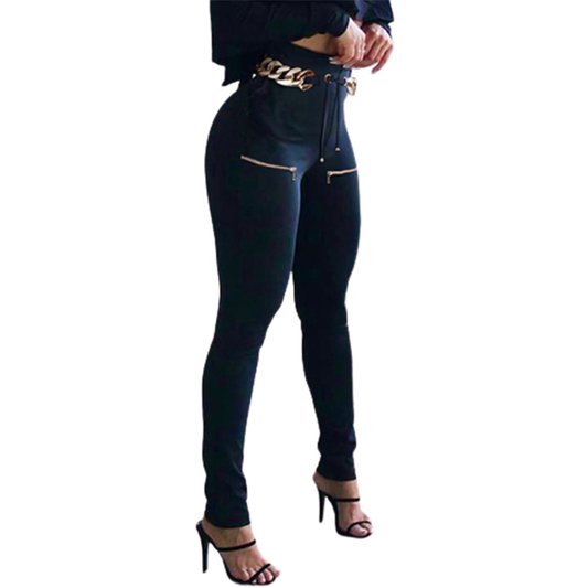 Funki Findz | Pants | Women's Fitted Stretch Buckle Zip Pants