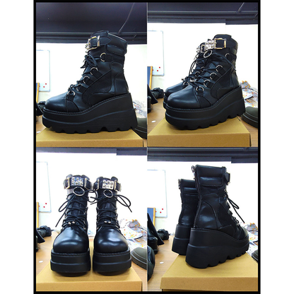 Funki Findz | Boots | Women's Punk High Platform Wedge Boots