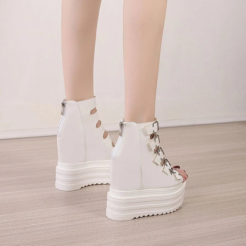 Funki Findz | Shoes | Women's Goth Buckle Strap Wedge Sandal