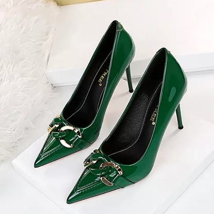 Funki Findz | Shoes | Women's Patent Metal Buckle Luxury Heels