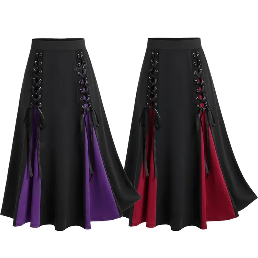 Funki Findz | Skirts | Women's Gothic Lace Up Front Pleated Skirt
