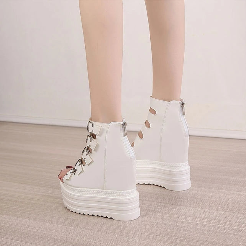 Funki Findz | Shoes | Women's Goth Buckle Strap Wedge Sandal