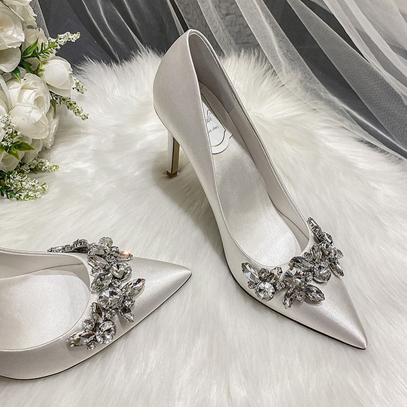 Funki Findz | Shoes | Women's Satin Crystal Wedding Pumps