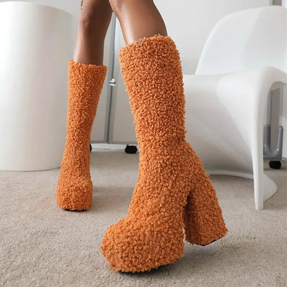 Funki Findz | Boots | Women's Knee-High Fuzzy Platform Boots