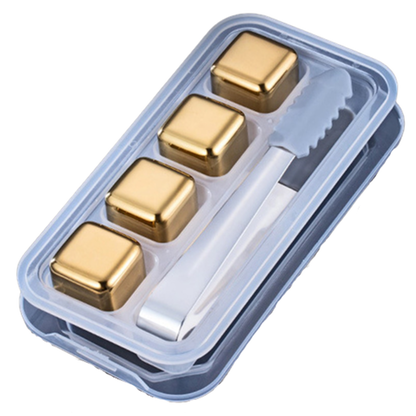Funki Findz | Whisky Stones | Gold Stainless Steel Ice Cube Sets