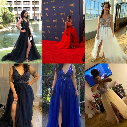 Funki Findz | Dresses | Women's Long Chiffon Tulle Prom Dress