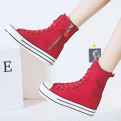 Funki Findz | Boots | Women's High-top Side Zip Canvas Sneaker