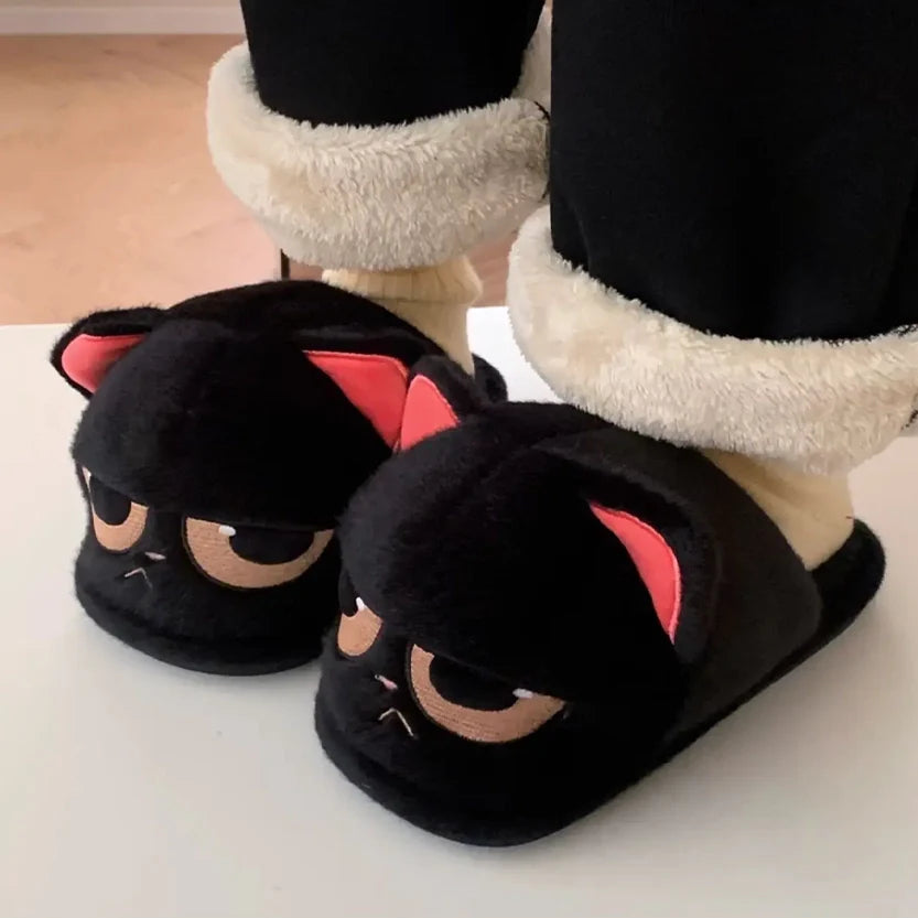 Funki Findz | Shoes | Women's Black Cat Winter Soft Slippers