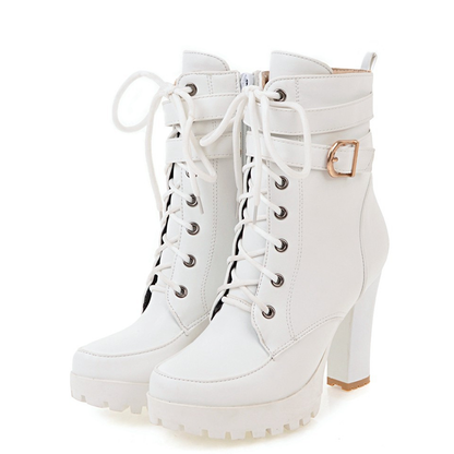 Funki Findz | Boots | Women's Block Heel Buckle Strap Ankle Boots
