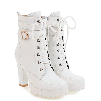 Funki Findz | Boots | Women's Block Heel Buckle Strap Ankle Boots