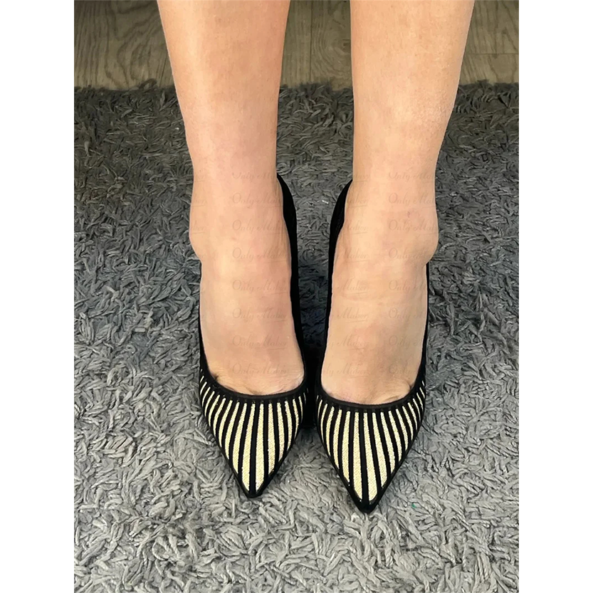 Funki Findz | Shoes | Women's Classic Black Striped Stiletto Pumps
