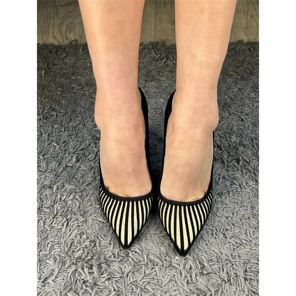 Funki Findz | Shoes | Women's Classic Black Striped Stiletto Pumps