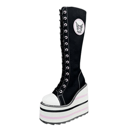 Funki Findz | Boots | Women's Platform Canvas Wedge Sneakers